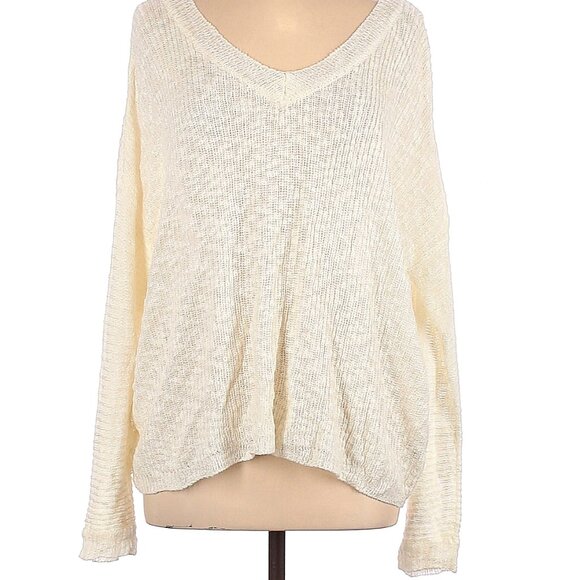 Rag Poets Size M Ivory knit Pullover sweater with open back - Picture 1 of 2